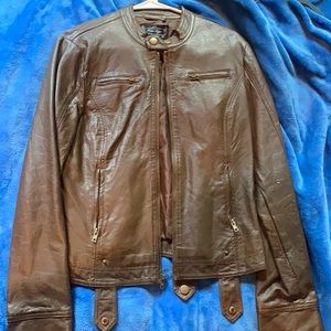 Outer eagle brown leather jacket